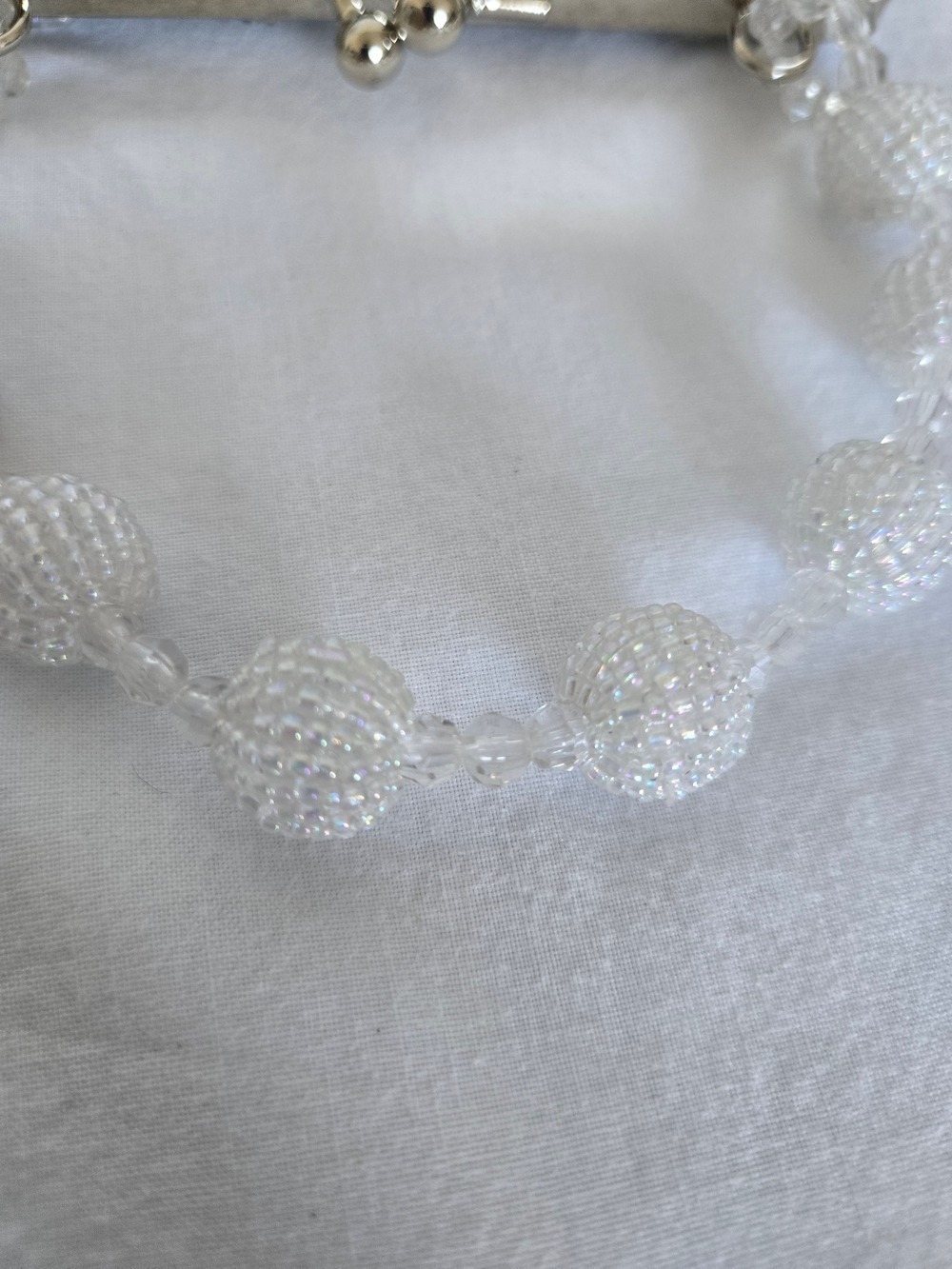 CLUTCH CROSSBODY BAG WHITE BEADED IRIDESCENT BRIDAL WEDDING FORMAL EVENING - Picture 10 of 15